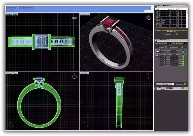 Princess Cut Engagement Ring With Gemstones