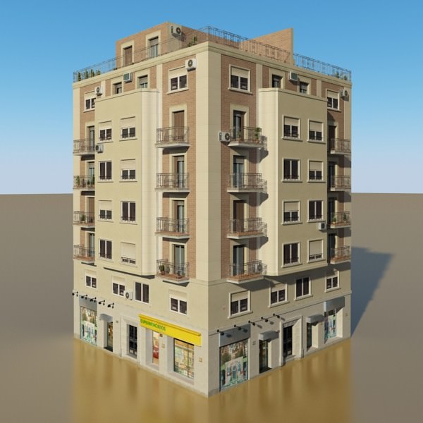 Photorealistic Low Poly Building Low-poly 3D model_1