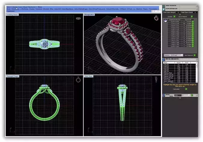 Round Halo Side Stone Ring With Gemstones