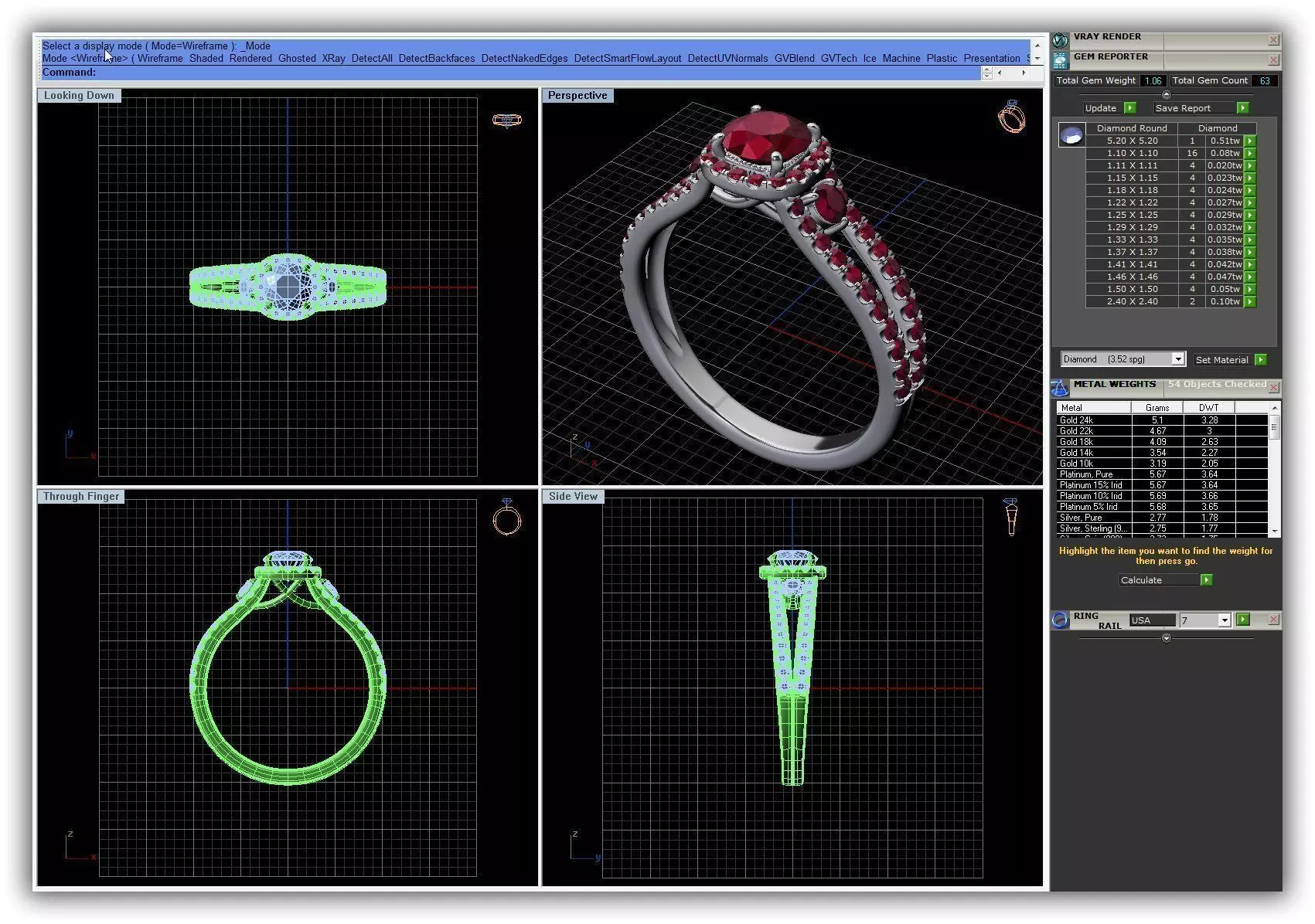 Round Halo Side Stone Ring With Gemstones 3D print model_0