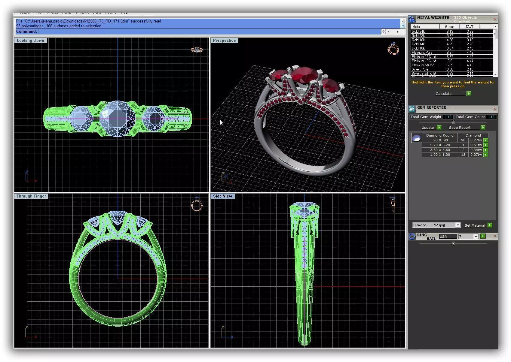 Silver Ring With Gemstones 9 3D print model_0
