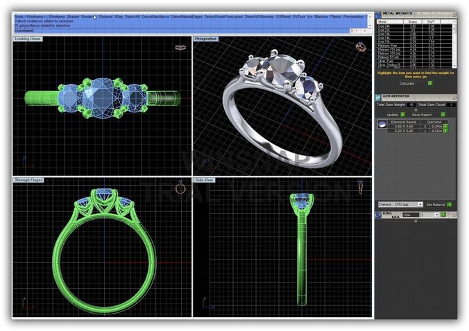 Silver 3 Stone Ring 1 3D print model