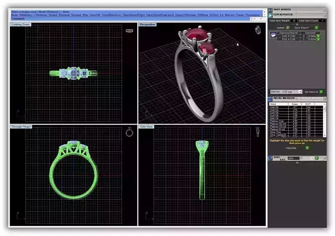 Silver 3 Stone Ring With GEm