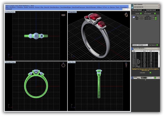 Silver 3 Stone Ring With GEm 1 3D print model