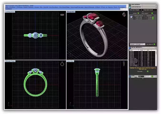 Silver 3 Stone Ring With GEm 1