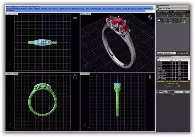 Silver 3 Stone Ring With Ruby