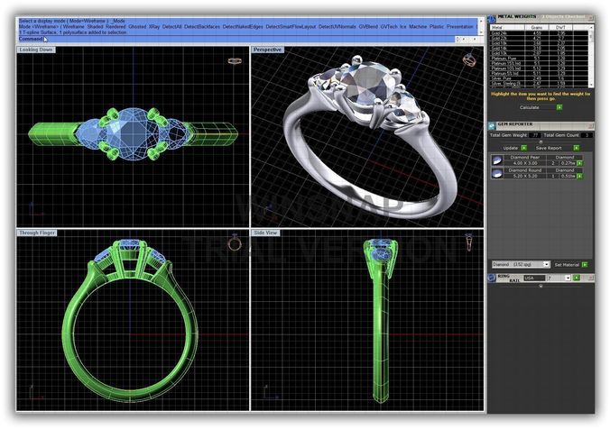 Silver 3 Stone Ring 7 3D print model