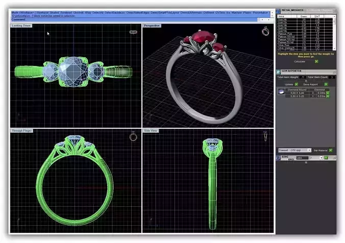 Silver 3 Stone Ring With Ruby 1