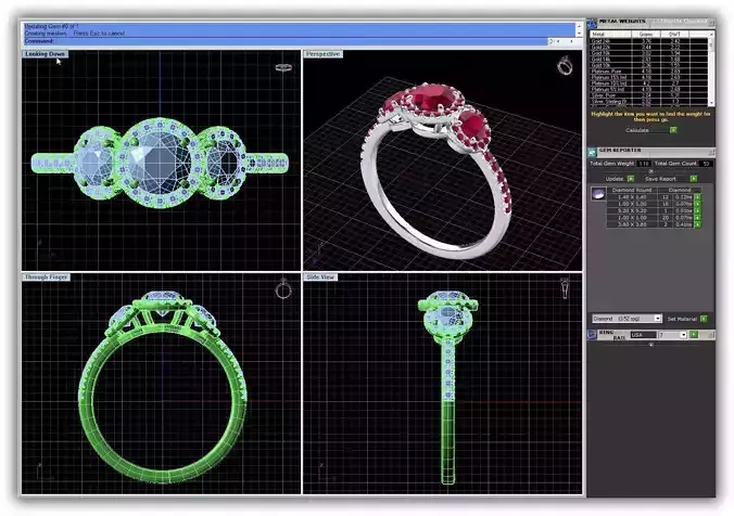 Round Halo Side Stone Ring With Gemstones 1