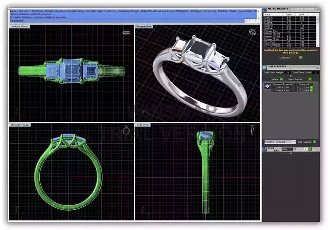 Silver 3 Stone Engagement Ring