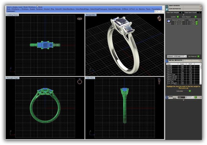 Silver 3 Stone Engagement Ring 1 3D print model