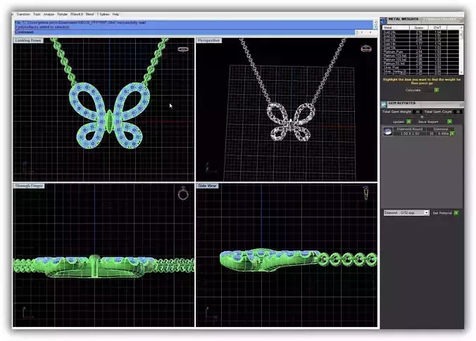 Butterfly Shaped Pendant With Diamonds 2 3D print model