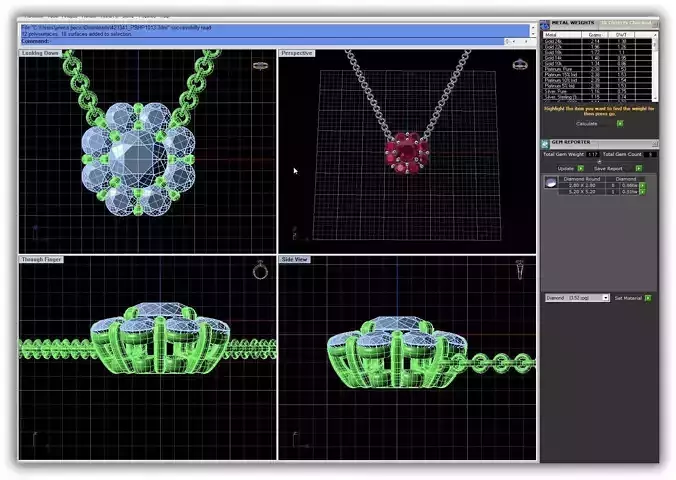 Flower Shaped Pendant With Gemstones