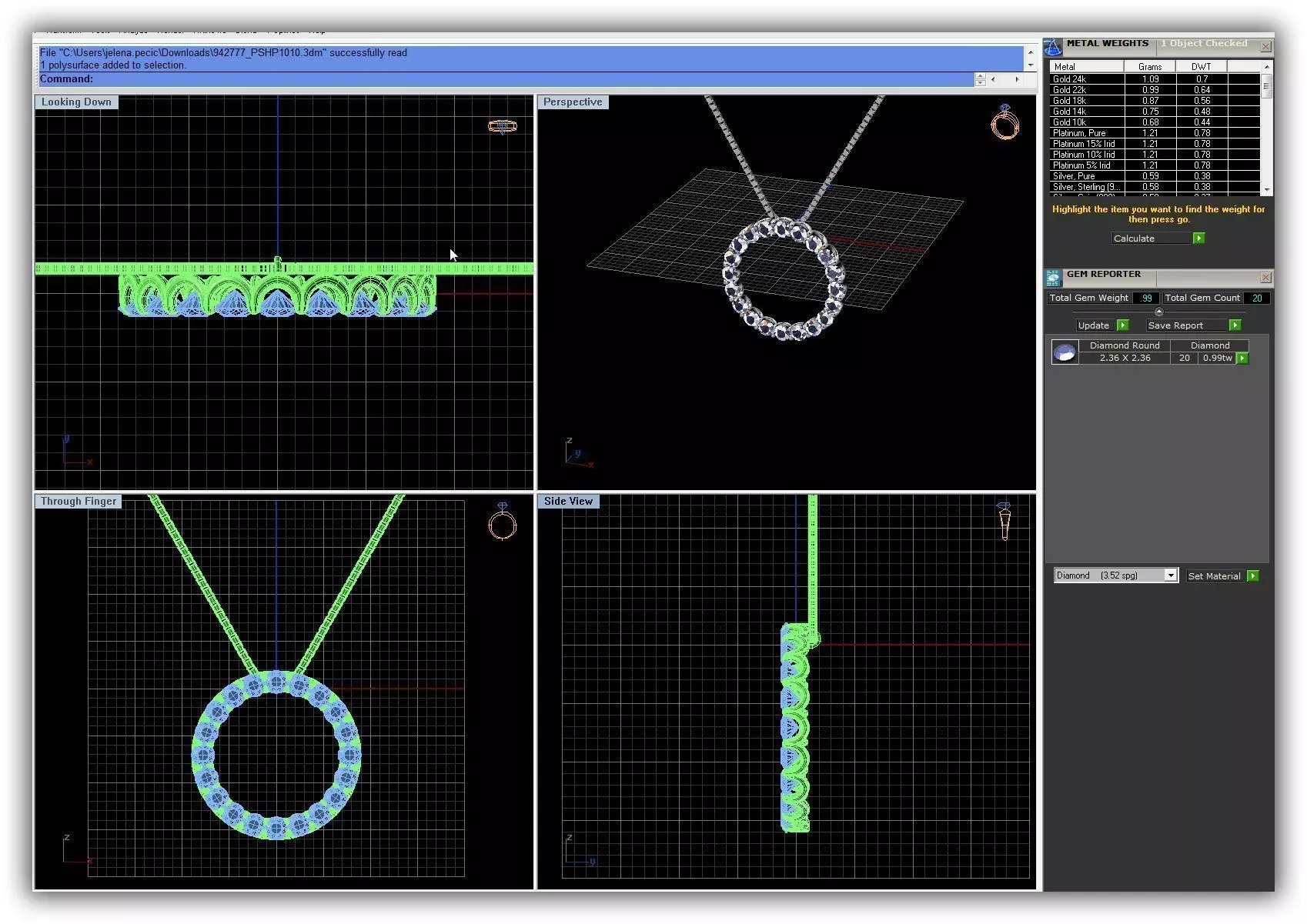 Round Shaped Pendant With Diamonds 6 3D print model_0