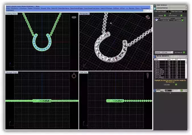 Letter U Shaped Pendant With Diamonds