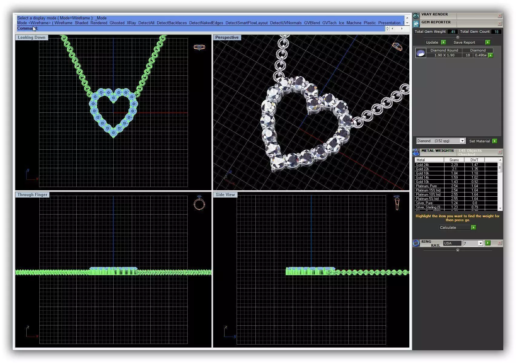 Heart Shaped Pendant With Diamonds 21 3D print model_0