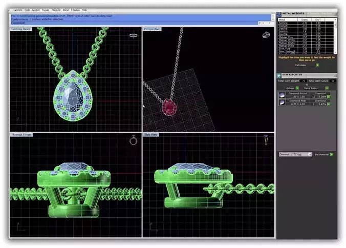 Drop Shaped Halo Pendant With Gemstones