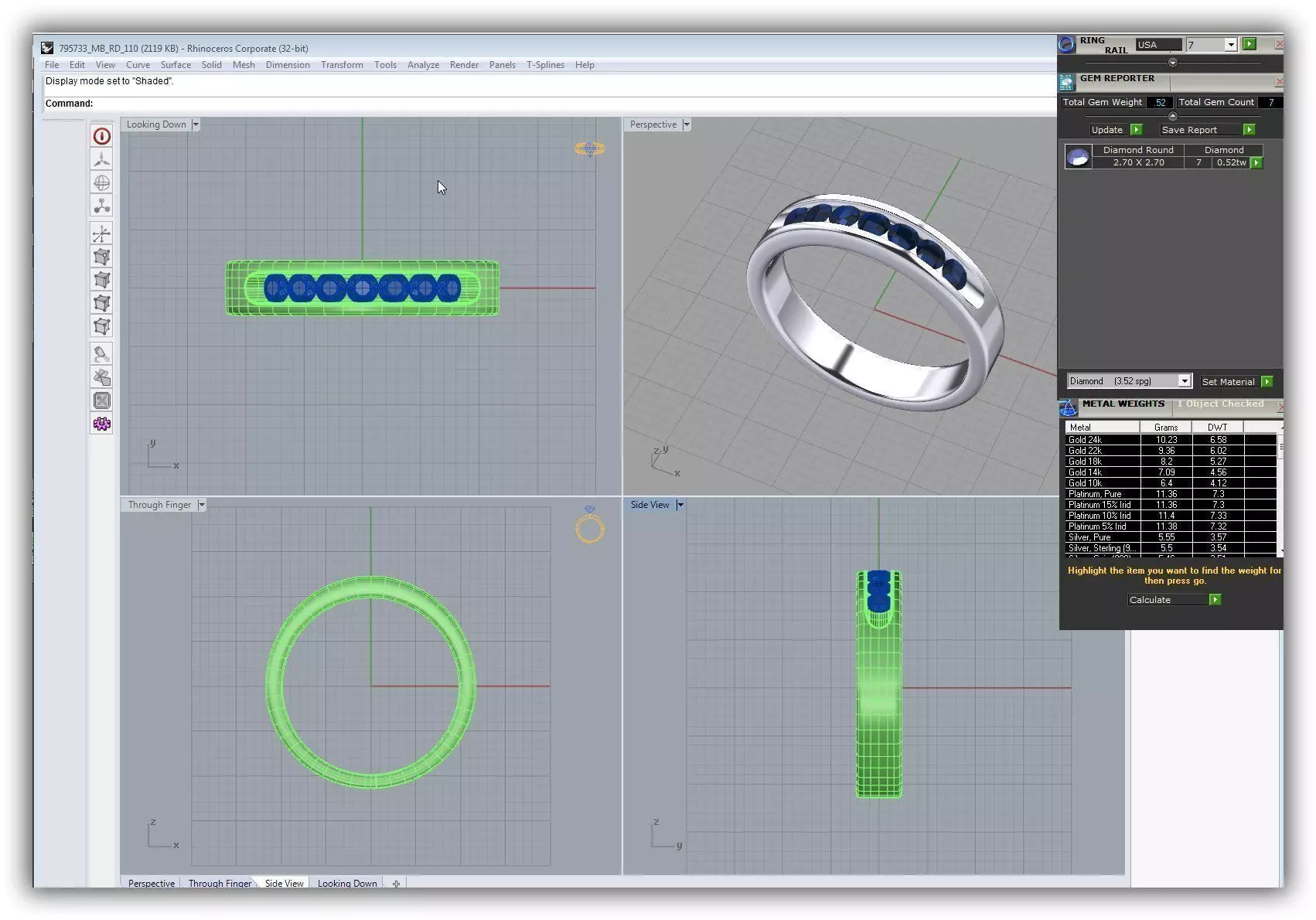Simple Silver Ring With Sapphire 1 3D print model_0