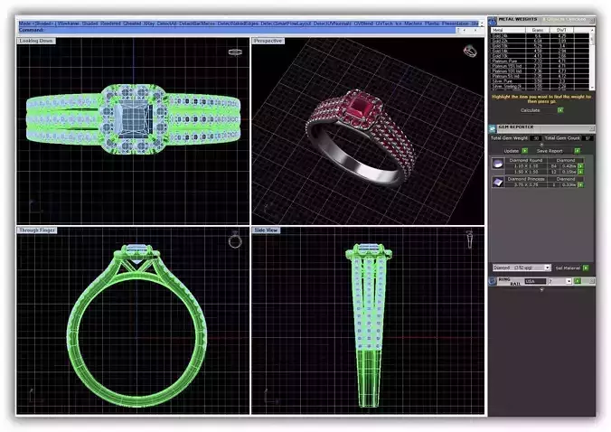 Square Halo Ring With Gemstones 4