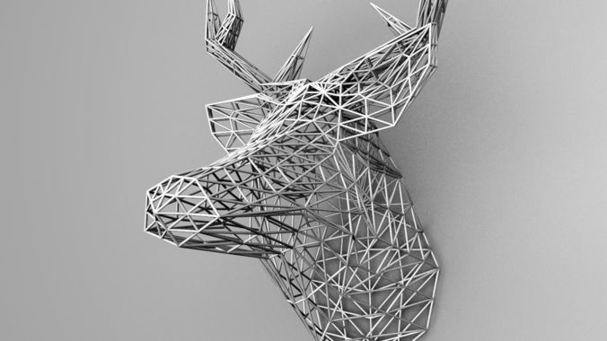 Grid deer head Free 3D print model