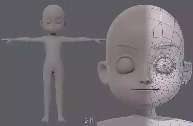 Base mesh boy character V05