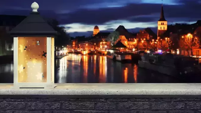 Lantern with gold stars