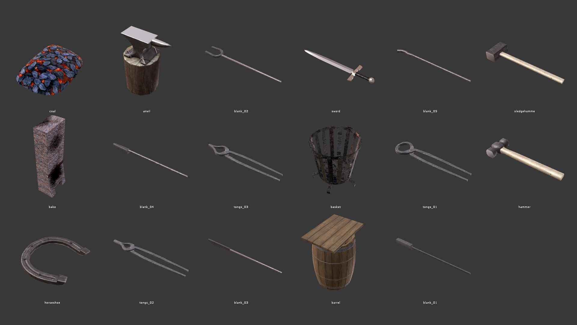 Smithy - building and props Low-poly 3D model_3