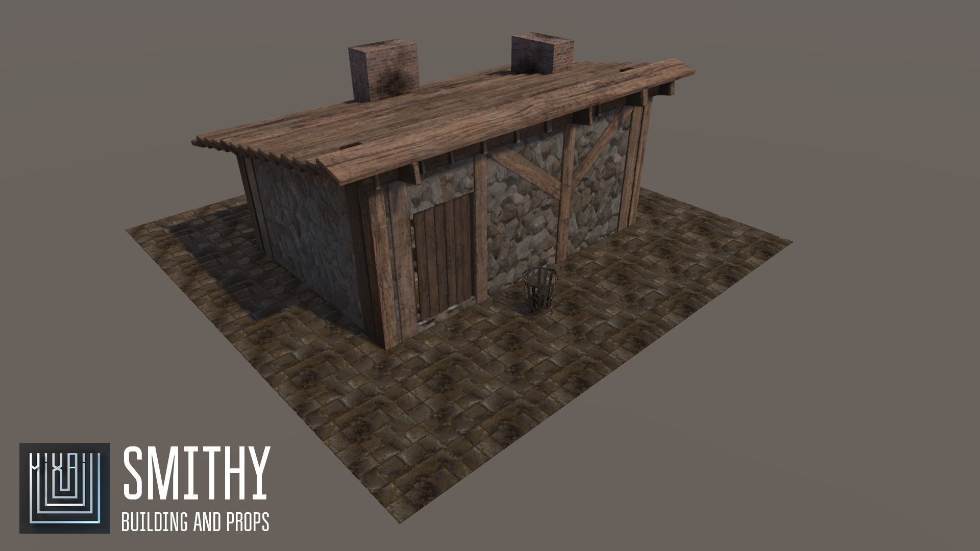 Smithy - building and props Low-poly 3D model_2