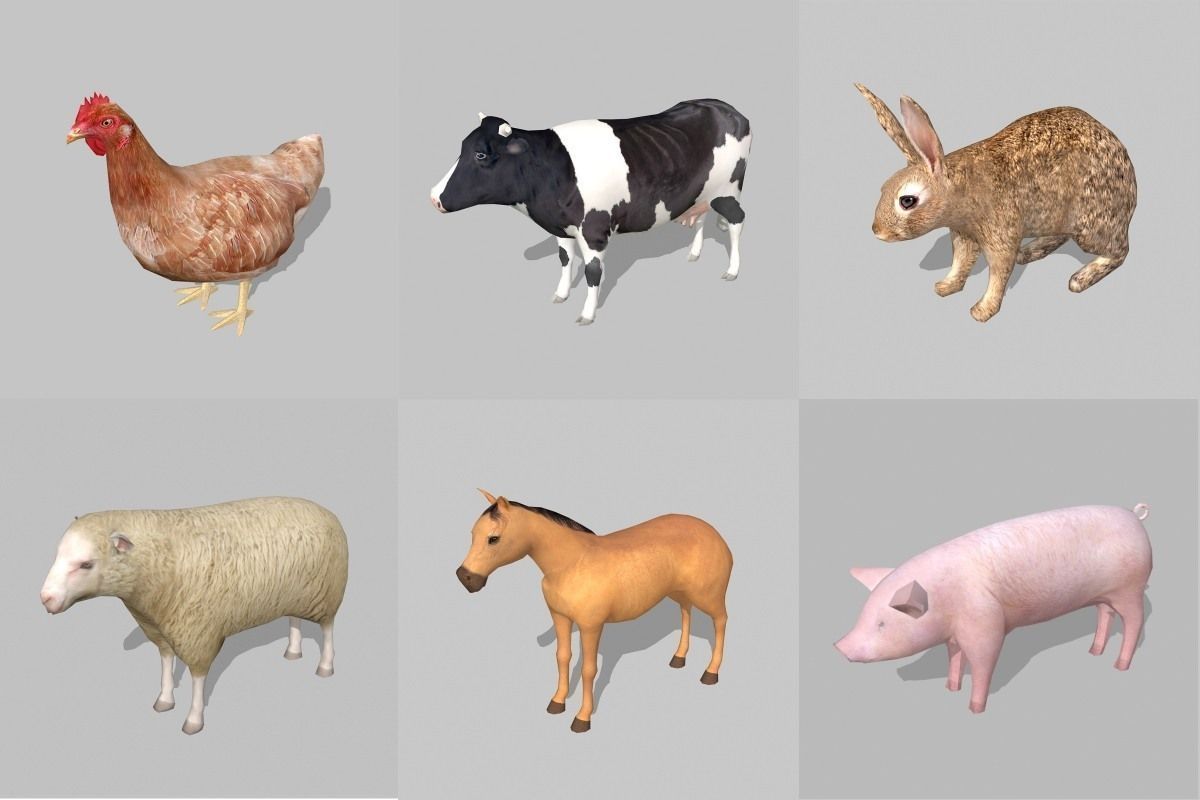 farm animals Low-poly 3D model_5
