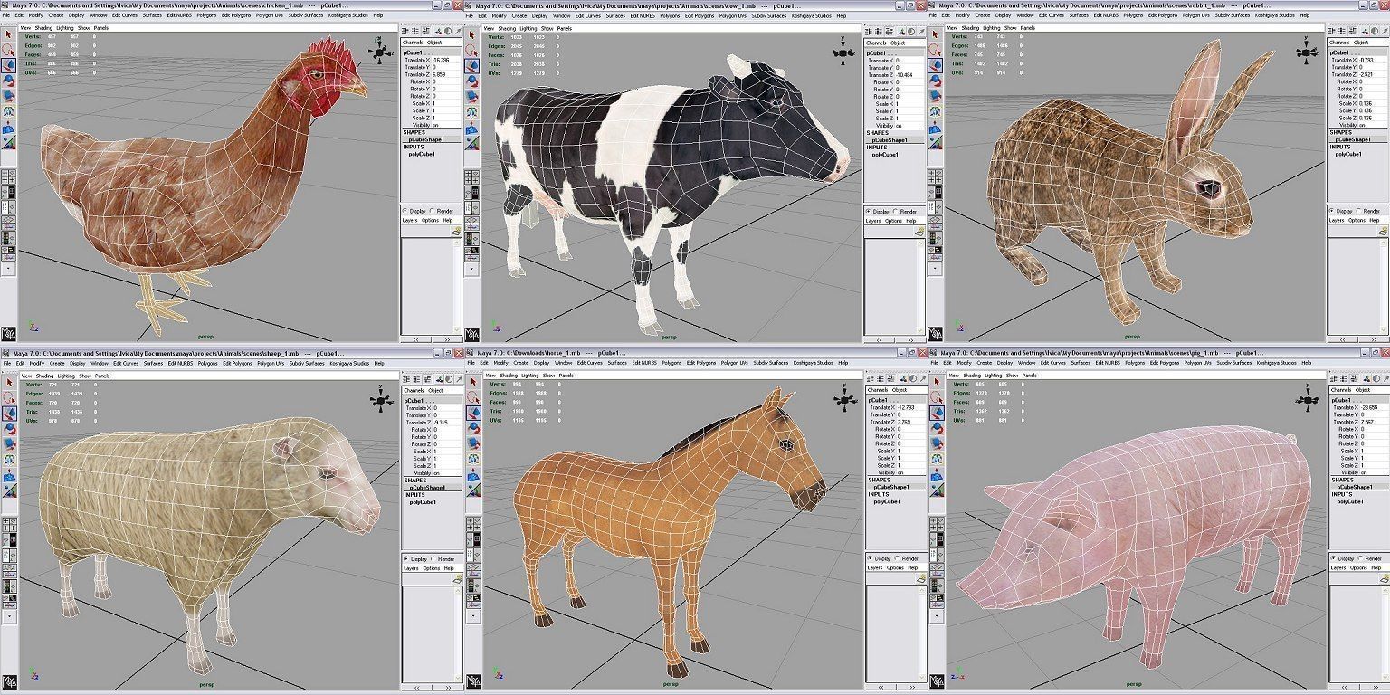 farm animals Low-poly 3D model_9