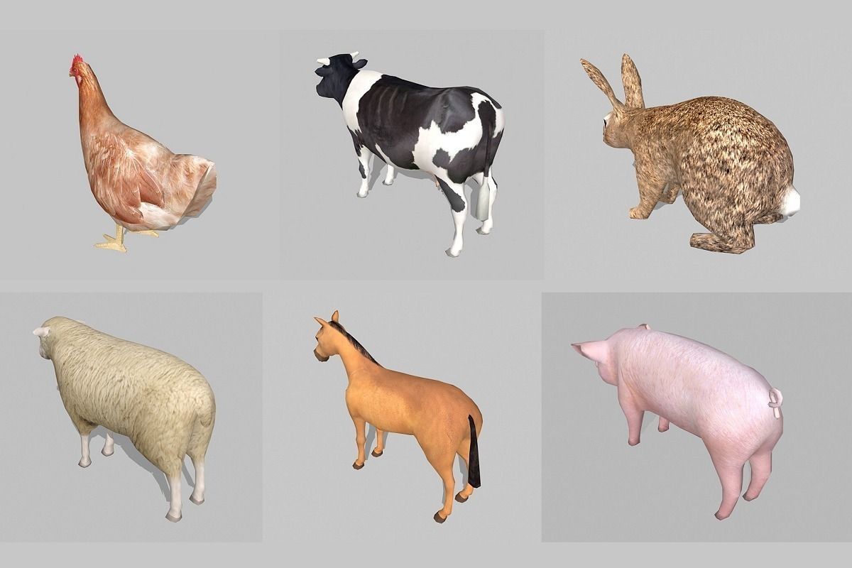 farm animals Low-poly 3D model_7
