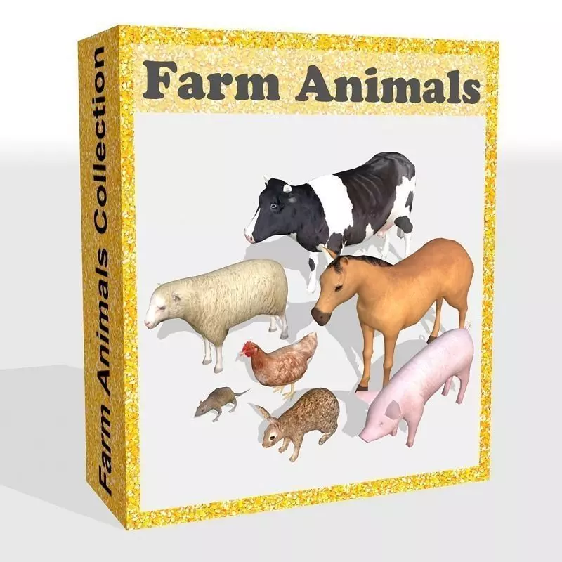 farm animals Low-poly 3D model_0