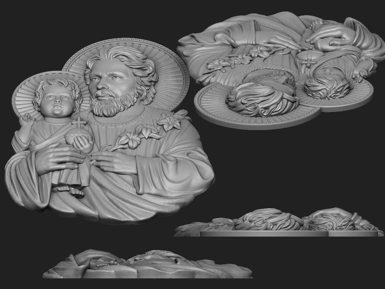 Saint Joseph with baby Jesus 3D print model_2