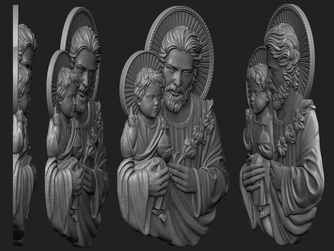 Saint Joseph with baby Jesus 3D print model_1