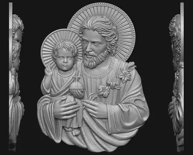 Saint Joseph with baby Jesus 3D print model