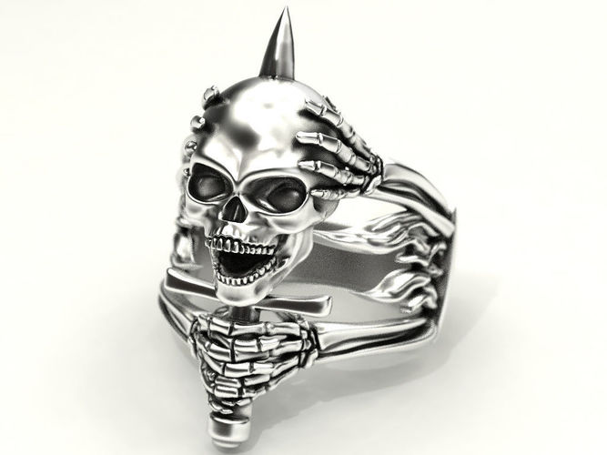 Skull and bone ring 3 3D print model