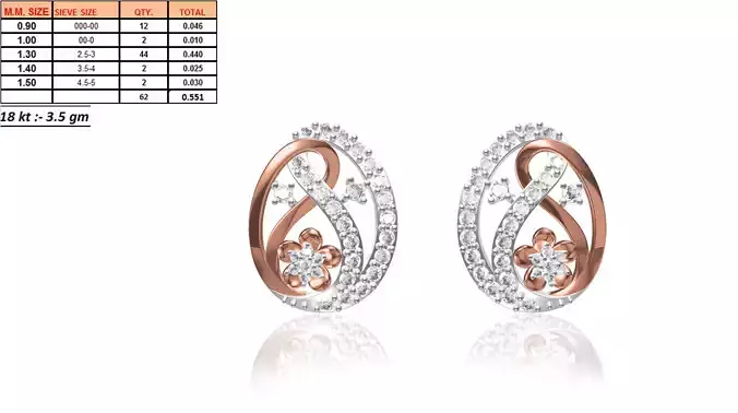 Mango Shaped Rose Gold Earrings With Diamonds 1