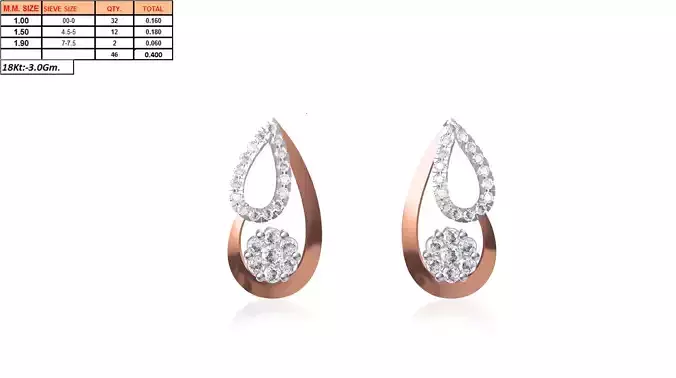 Drop Shaped Multi Metal Earrings With Diamonds 1