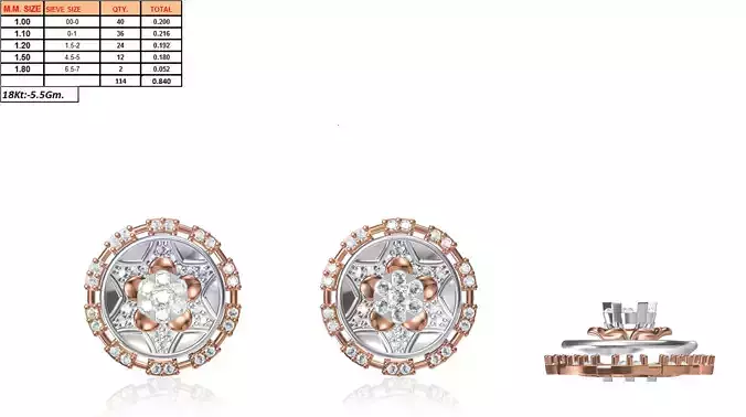 Round Shaped Multi Metal Earrings With Diamonds 1