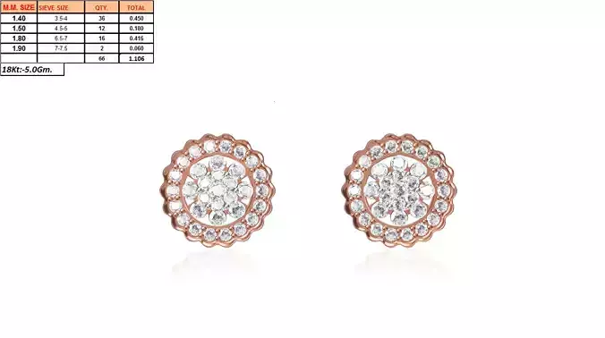 Flower Shaped Rose Gold Earrings With Diamonds