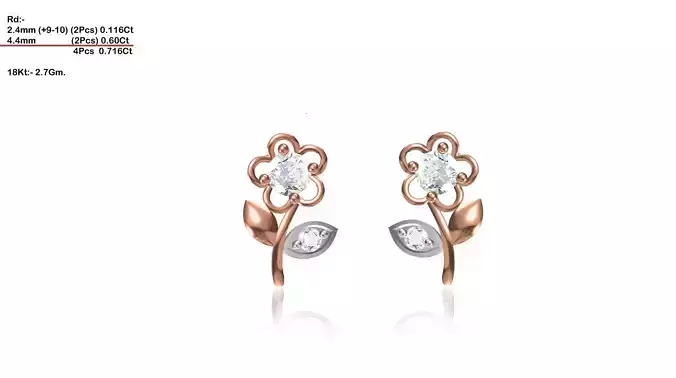 Flower Shaped Multi Metal Earrings With Diamonds 6