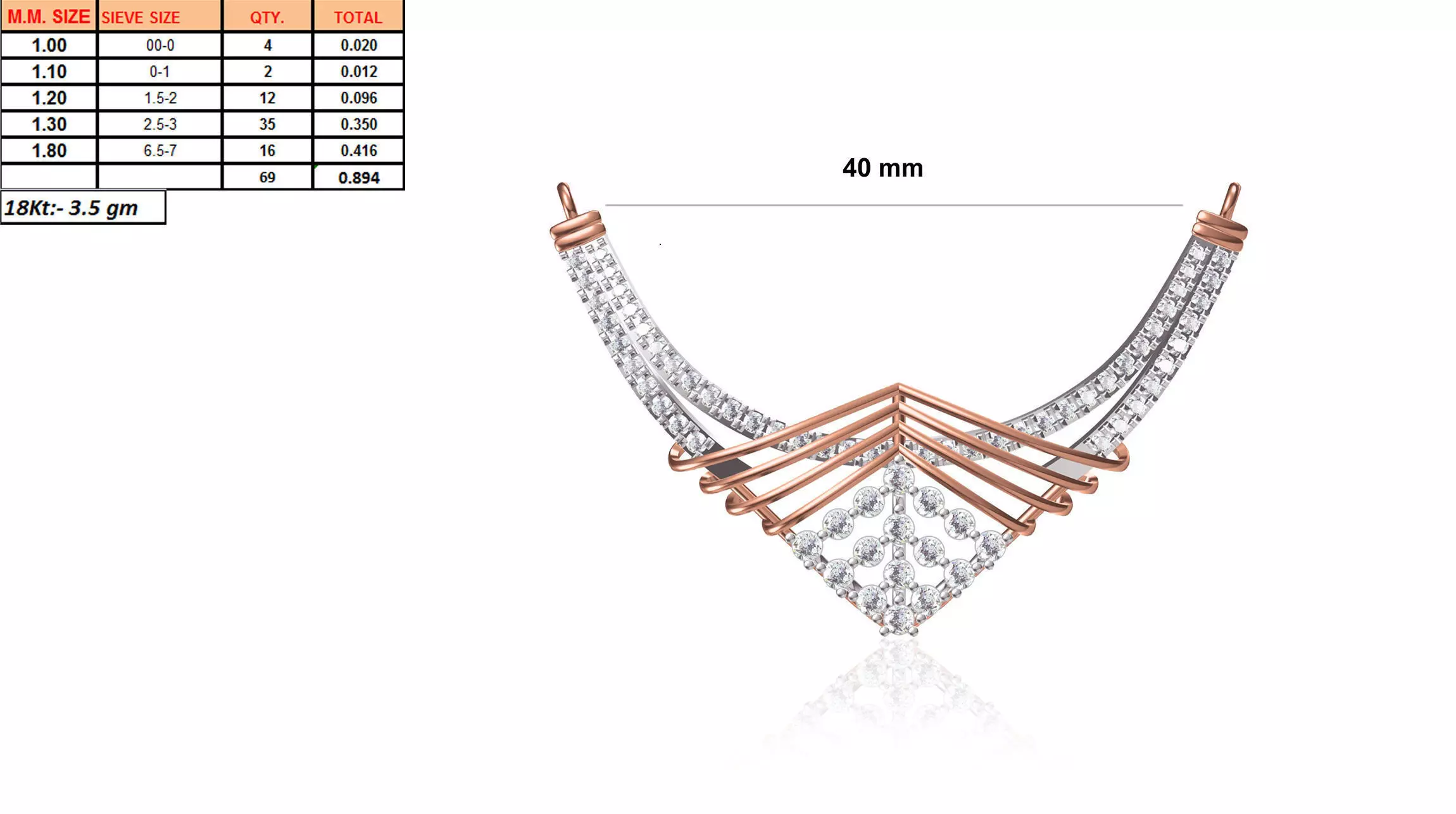 Multi Metal Necklace With Diamonds 3D print model