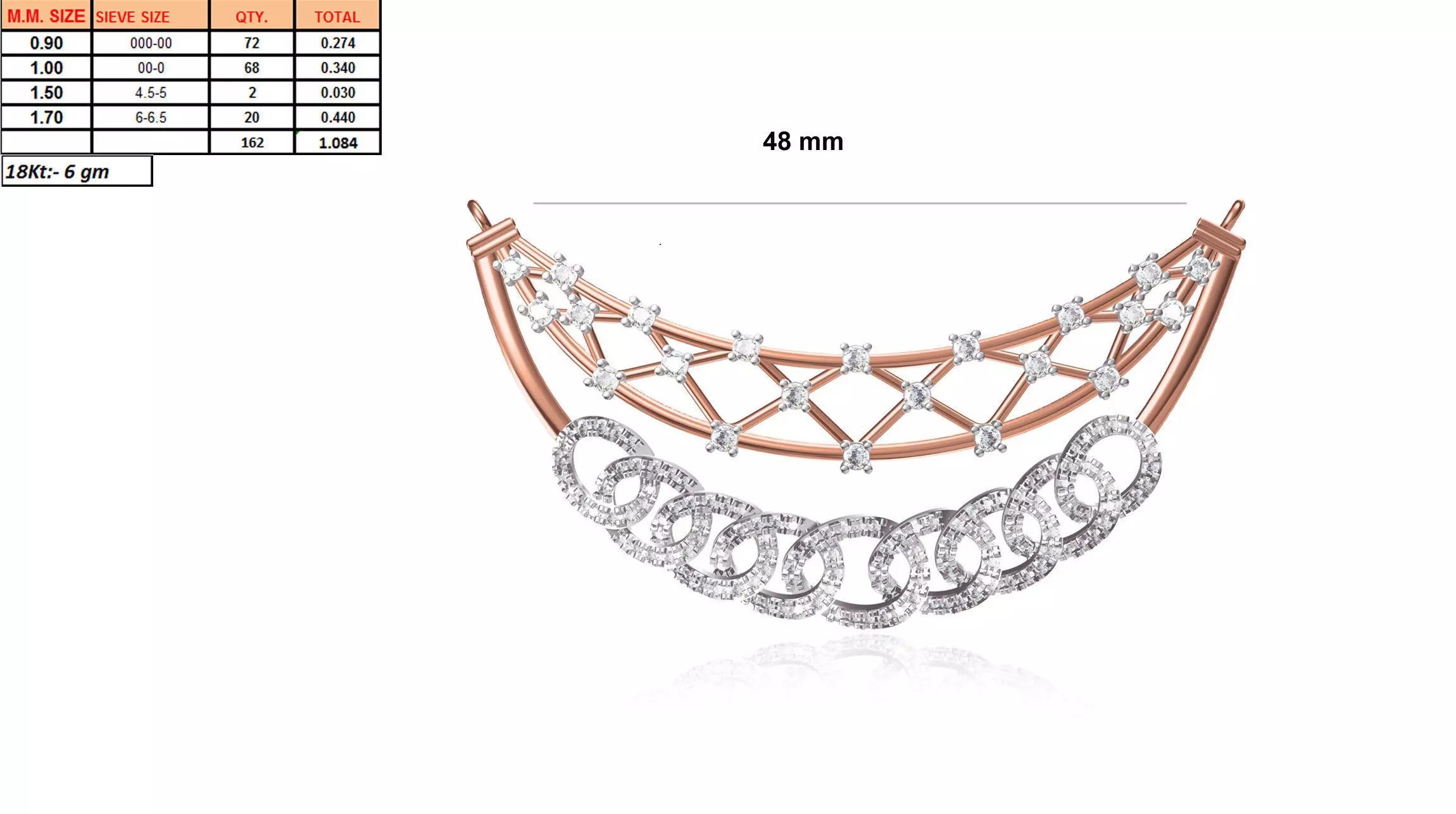 Multi Metal Necklace With Diamonds 1 3D print model