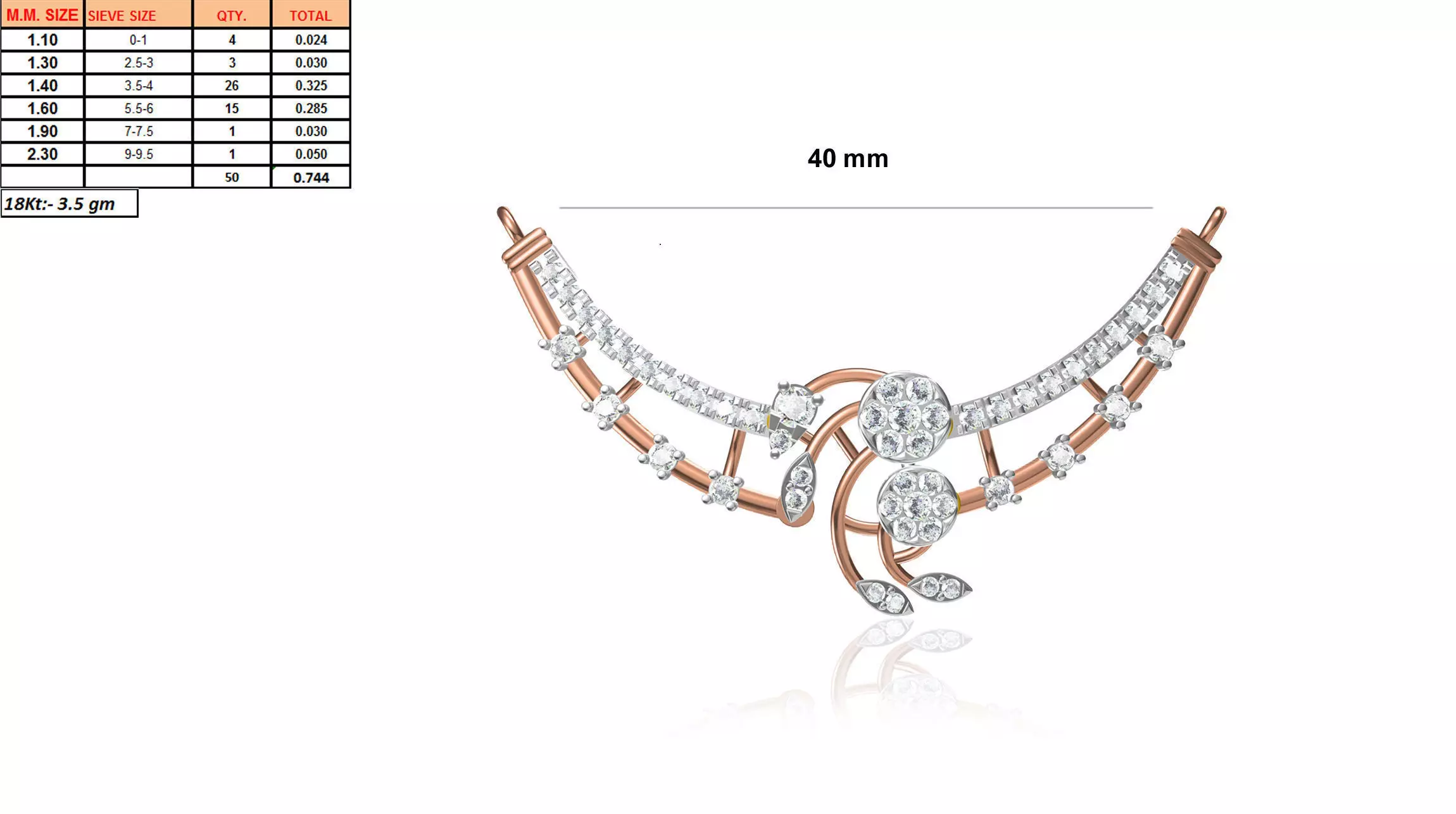 Multi Metal Necklace With Diamonds 2 3D print model