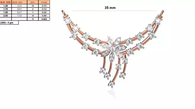 Flower Design Rose Gold Necklace  