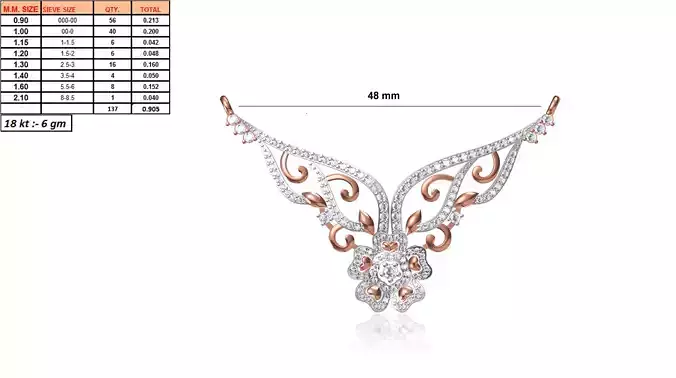 Flower Design Multi Metal Necklace  