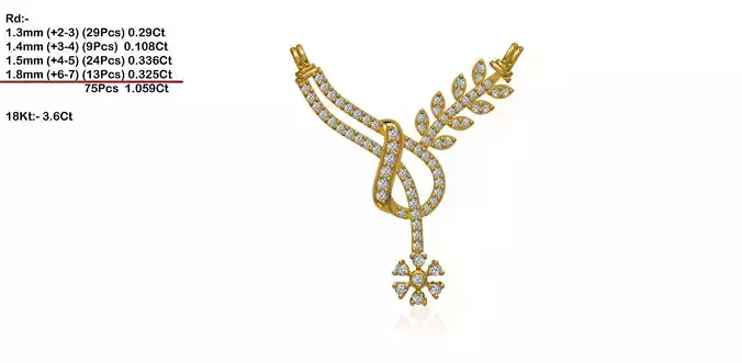 Floral Design Gold Necklace With Diamonds 37