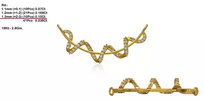 Spiral Design Gold Necklace With Diamonds