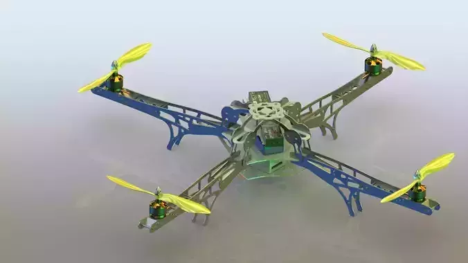Quadcopter drone with two propellers