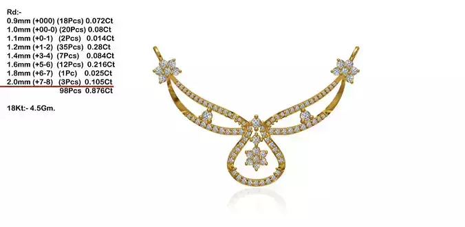 Floral Design Gold Necklace With Diamonds 40